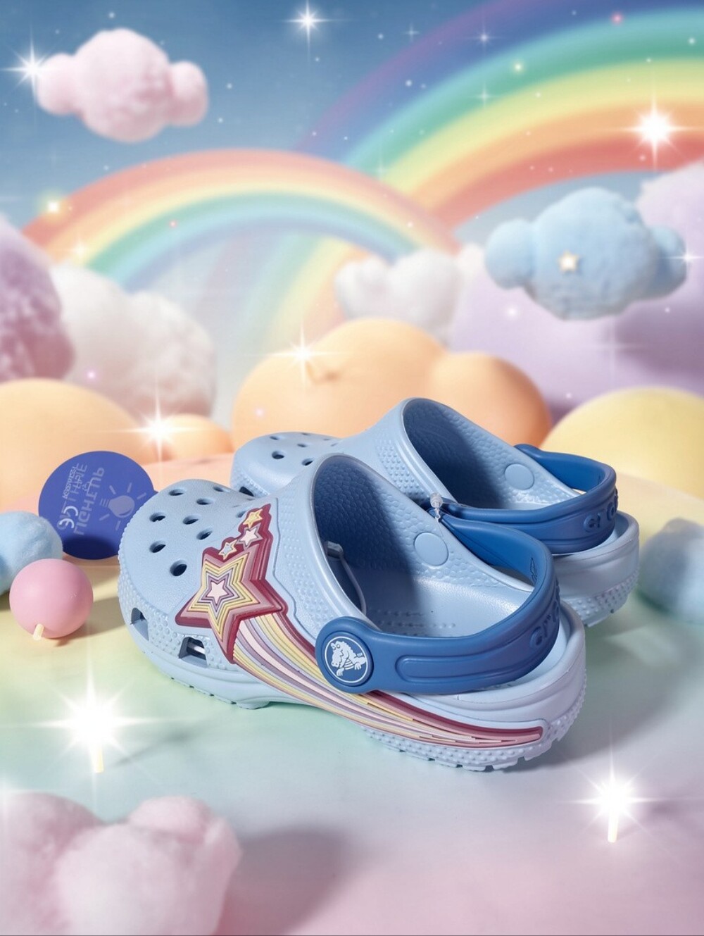 CROCS Light Up Classic Star Lights Size 9C New Shoes Classic Clogs Blue Frost